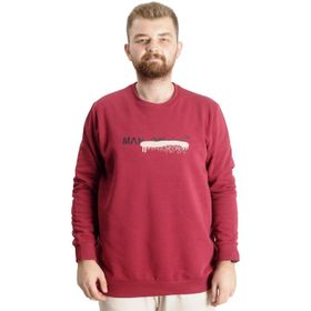 Mode XL 23528 Bordo Bisiklet Yaka Erkek Sweatshirt
