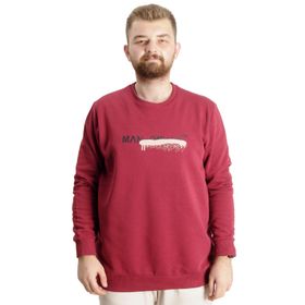 Mode XL 23528 Bordo Bisiklet Yaka Erkek Sweatshirt