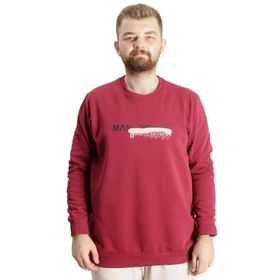 Mode XL 23528 Bordo Bisiklet Yaka Erkek Sweatshirt