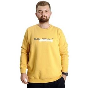 Mode XL 23528 Hardal Bisiklet Yaka Erkek Sweatshirt