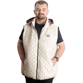 Mode XL 23712 Bej Kapitone Kapüşonlu Erkek Yelek