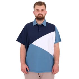 Mode XL 25313 İndigo Polo Yaka Parçalı Erkek T-shirt