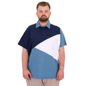 Mode XL 25313 İndigo Polo Yaka Parçalı Erkek T-shirt