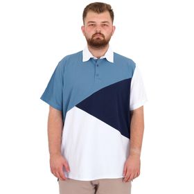 Mode XL 25313 Mavi Polo Yaka Parçalı Erkek T-shirt