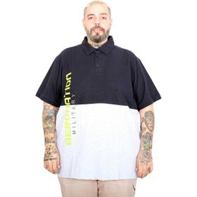 Mode XL 25318 Lacivert Parçalı Polo Yaka Erkek T-shirt