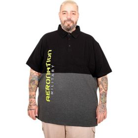 Mode XL 25318 Siyah Parçalı Polo Yaka Erkek T-shirt