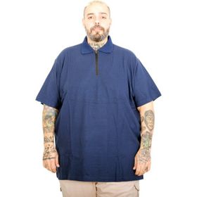 Mode XL 25319 İndigo Fermuarlı Polo Yaka Erkek T-shirt