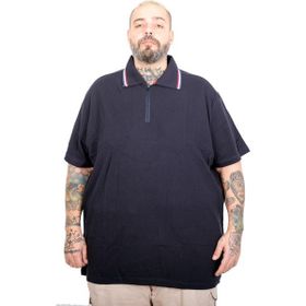 Mode XL 25319 Lacivert Fermuarlı Polo Yaka Erkek T-shirt