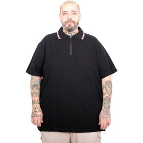 Mode XL 25319 Siyah Fermuarlı Polo Yaka Erkek T-shirt