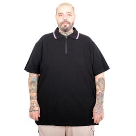 Mode XL 25319 Siyah Fermuarlı Polo Yaka Erkek T-shirt
