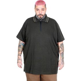 Mode XL 25320 Haki Fermuarlı Polo Yaka Erkek T-shirt