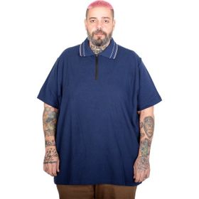 Mode XL 25320 İndigo Fermuarlı Polo Yaka Erkek T-shirt