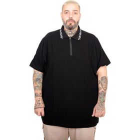 Mode XL 25320 Siyah Fermuarlı Polo Yaka Erkek T-shirt