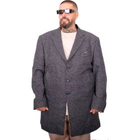 Mode XL 25750 Lacivert Ekose Uzun Erkek Palto