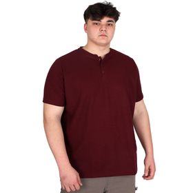 Mode XL U20036 Bordo Hakim Yaka Erkek T-shirt