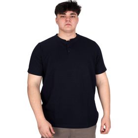 Mode XL U20036 Lacivert Hakim Yaka Erkek T-shirt