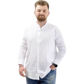 Mode XL U20385 Beyaz Keten Erkek Gömlek