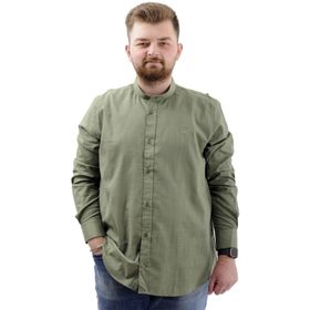 Mode XL U20385 Haki Keten Erkek Gömlek
