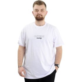 Mode XL U24041 Beyaz Bisiklet Yaka Baskılı Erkek T-shirt