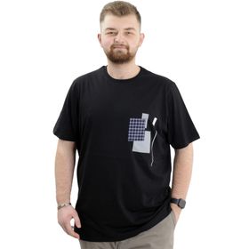 Mode XL U24045 Garnili Siyah Erkek T-shirt