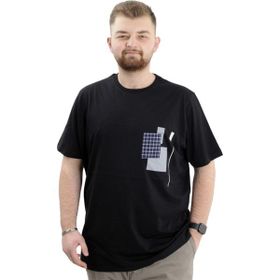 Mode XL U24045 Garnili Siyah Erkek T-shirt