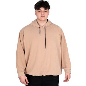 Mode XL U24167 Bej Kapüşonlu Erkek Sweatshirt