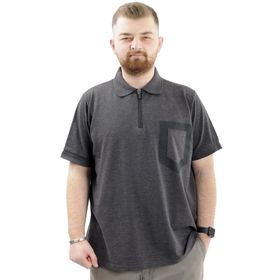 Mode XL U24325 Antrasit Polo Yaka Fermuarlı Erkek T-shirt