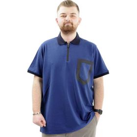 Mode XL U24325 İndigo Polo Yaka Fermuarlı Erkek T-shirt