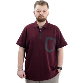 Mode XL U24325 Mürdüm Polo Yaka Fermuarlı Erkek T-shirt