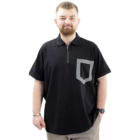 Mode XL U24325 Siyah Polo Yaka Fermuarlı Erkek T-shirt