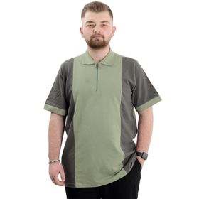 Mode XL U24327 Çağla Renk Bloklu Polo Yaka Erkek T-shirt