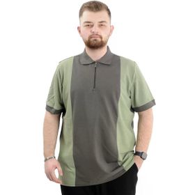 Mode XL U24327 Haki Renk Bloklu Polo Yaka Erkek T-shirt