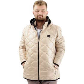 Mode XL U24604 Bej Kapitone Kapüşonlu Cepli Erkek Mont