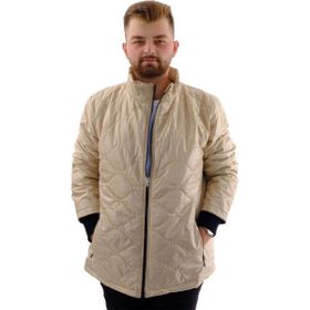 Mode XL U24611 Dik Yaka Ribanalı Kol Fermuarlı Bej Erkek Mont