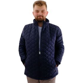 Mode XL U24611 Lacivert Dik Yaka Ribanalı Kol Erkek Mont