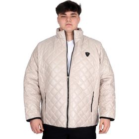 Mode XL U24615 Dik Yaka Kapitone Bej Erkek Mont