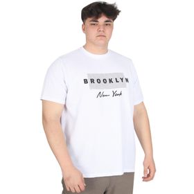 Mode XL U25002 Brooklyn Waffle Beyaz Baskılı Erkek T-shirt