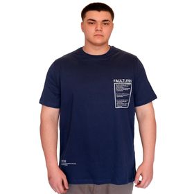 Mode XL U25011 İndigo Bisiklet Yaka Baskılı Erkek T-shirt