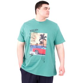 Mode XL U25026 Çağla Yeşili Baskılı Erkek T-shirt