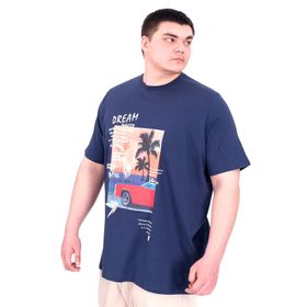 Mode XL U25026 İndigo Baskılı Erkek T-shirt