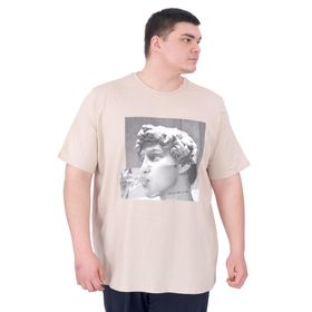 Mode XL U25027 Statue Bej Bisiklet Yaka Erkek T-shirt