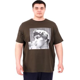 Mode XL U25027 Statue Haki Bisiklet Yaka Erkek T-shirt