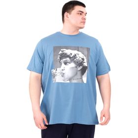 Mode XL U25027 Statue Mavi Bisiklet Yaka Erkek T-shirt