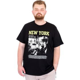 Mode XL U25036 New York Siyah Bisiklet Yaka Erkek T-shirt