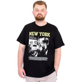 Mode XL U25036 New York Siyah Bisiklet Yaka Erkek T-shirt