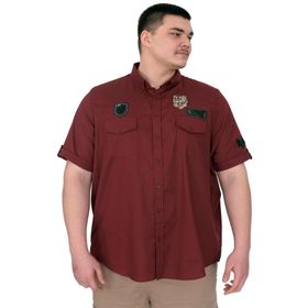 Mode XL U25601B Bordo Çift Kapaklı Gabardin Erkek Gömlek