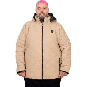 Mode XL U25701 Kapitone Kapüşonlu Sütlü Kahve Erkek Mont