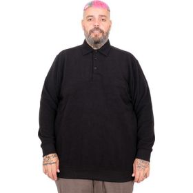 Mode XL U25821 Siyah Polo Waffle Erkek Kazak
