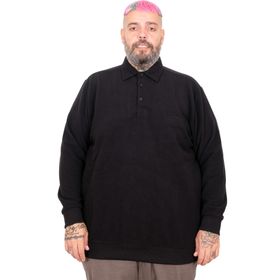 Mode XL U25821 Siyah Polo Waffle Erkek Kazak