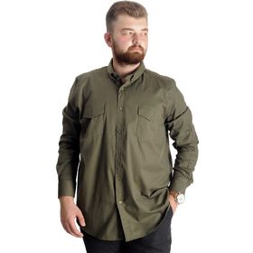 Mode XL UKol Gabardin Çift Cep 20360 Haki Erkek Gömlek